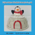 Fashion penguin design ceramic storage jar